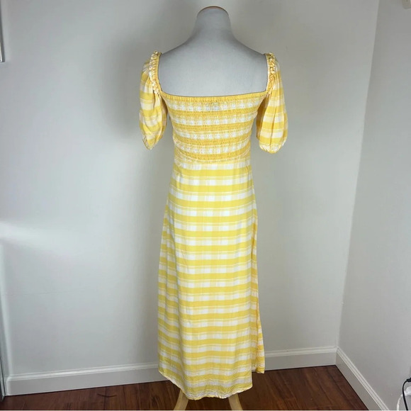 Anthropologie Faithfull the Brand Juniper Midi Dress Ligne Check Yellow Plaid - Picture 5 of 8